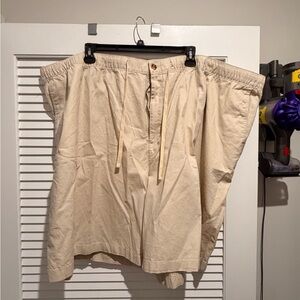 Beige Linen Drawstring Shorts